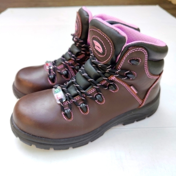 AVENGER Women's Composite Toe Waterproof Framer Boots Brown/Lilac Size US 8.5 - Picture 1 of 13